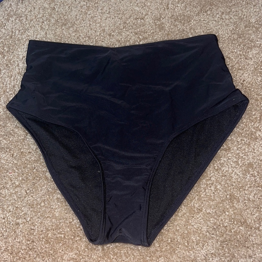 high waisted black swimsuit bottoms